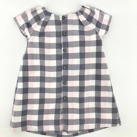 JACADI Baby Girl Pink Buffalo Check Dress - Picture 5 of 8